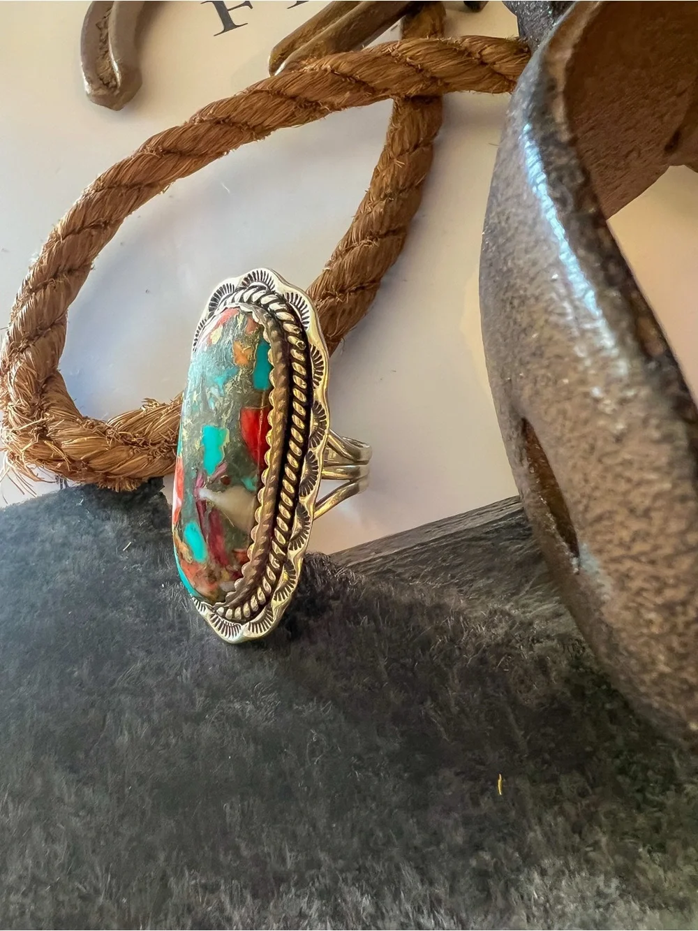 Handcrafted Multi-Color Turquoise Statement Ring